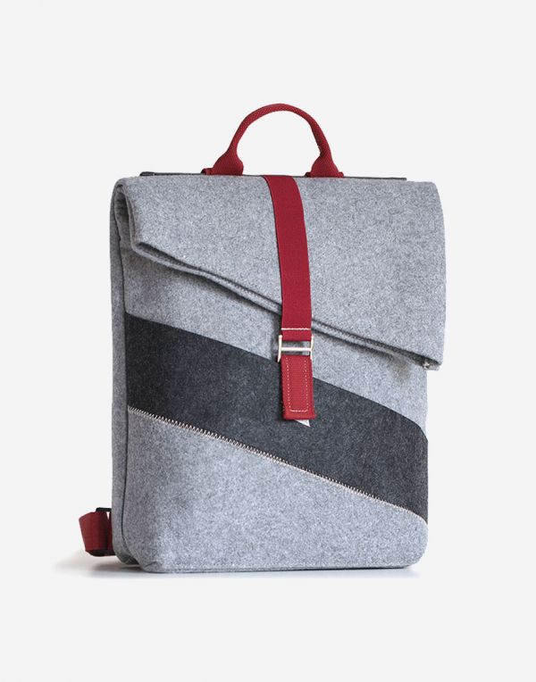 Lucky Sign DeSti Designer Klapp Daypacks Rucksack - Weinrot