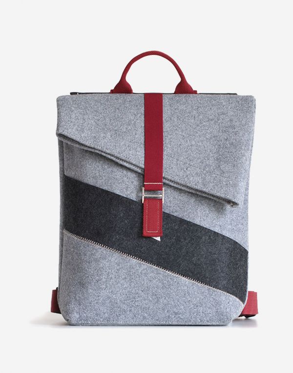 Lucky Sign DeSti Designer Klapp Daypacks Rucksack - Weinrot